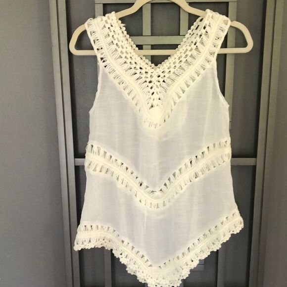 BoHo gauze crochet top off-white cream S/M - Picture 1 of 4